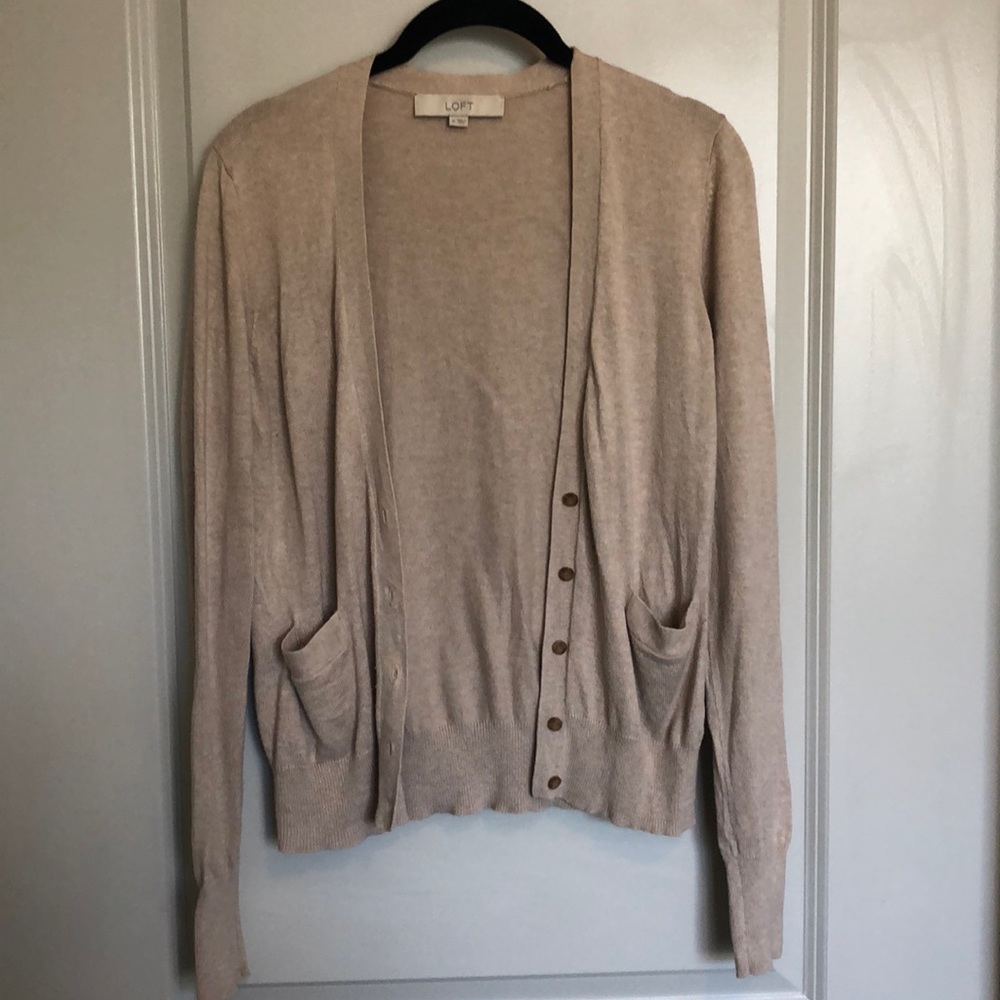 LOFT Cardigan Sweater Oatmeal Color Size M